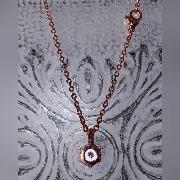 NWOT Simulated Diamond Solitaire Pendant- 18” Necklace-14 Karat Rose Gold Plated - Picture 15 of 16